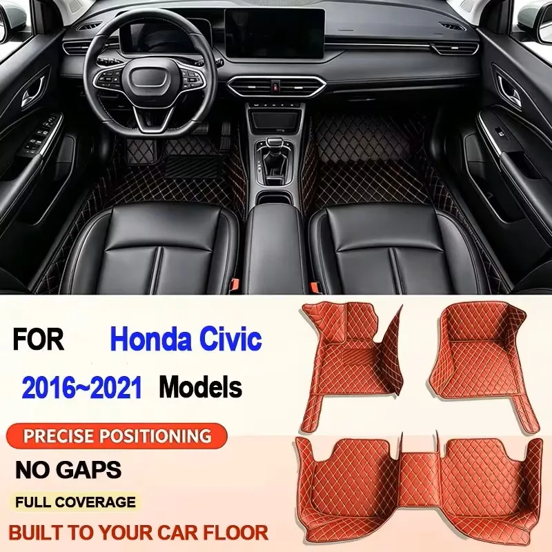For Honda Civic 2016~2021  (LHD) | PU Leather Material | Upgraded Vehicle Interior Accessories High-end Car Floor Mats