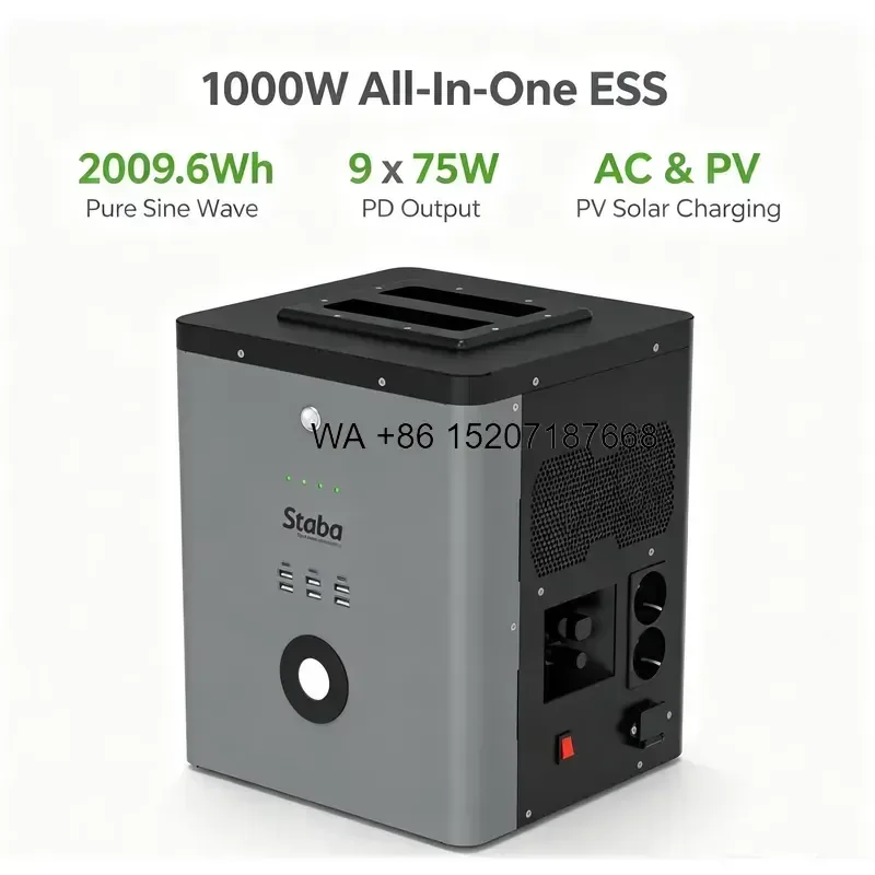 Wmwmnu for Wmwmnu 1000W All in One ESS Portable Home Energy Storage System LiFePO4 Battery Built in Inverter Off Grid Solar