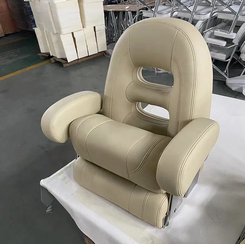 Airow auto Longcent Customized Color White Beige Marine Luxury Folding Boat Seats Yacht Seat pilot Seat with Adjustable Armrests