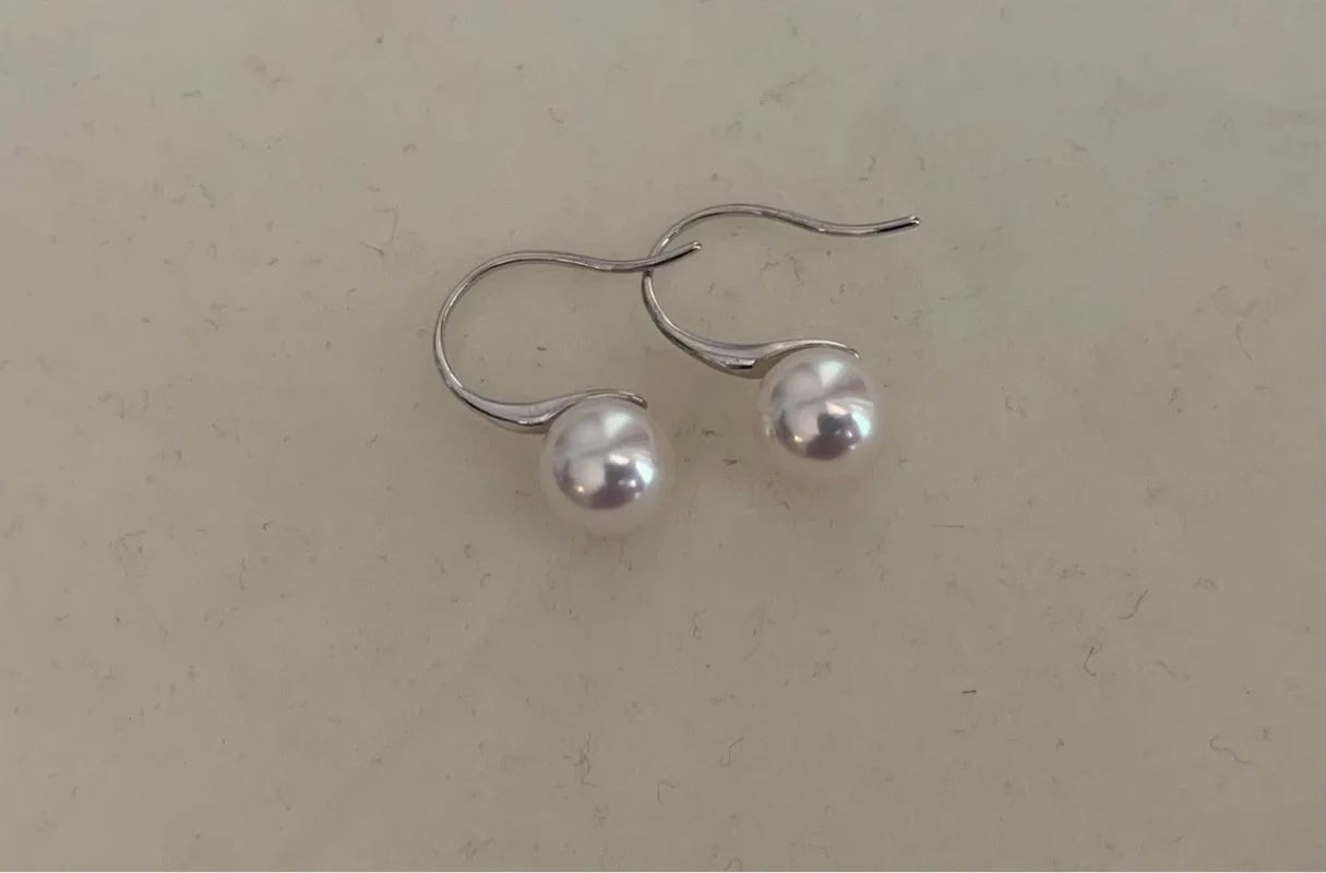 

Pearl Earrings Dangle Drop 925 Sterling Silver Earrings 9-10mm Cultured Pearl Fine Jewelry for Women Girls