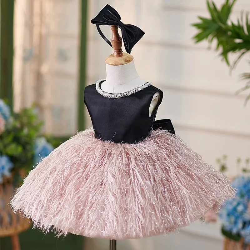 Baby Girl Princess Tassels Dress Infant Toddler Child Vintage Pearl Beading Vestido Party Pageant Birthday Baby Clothes 1-12Y