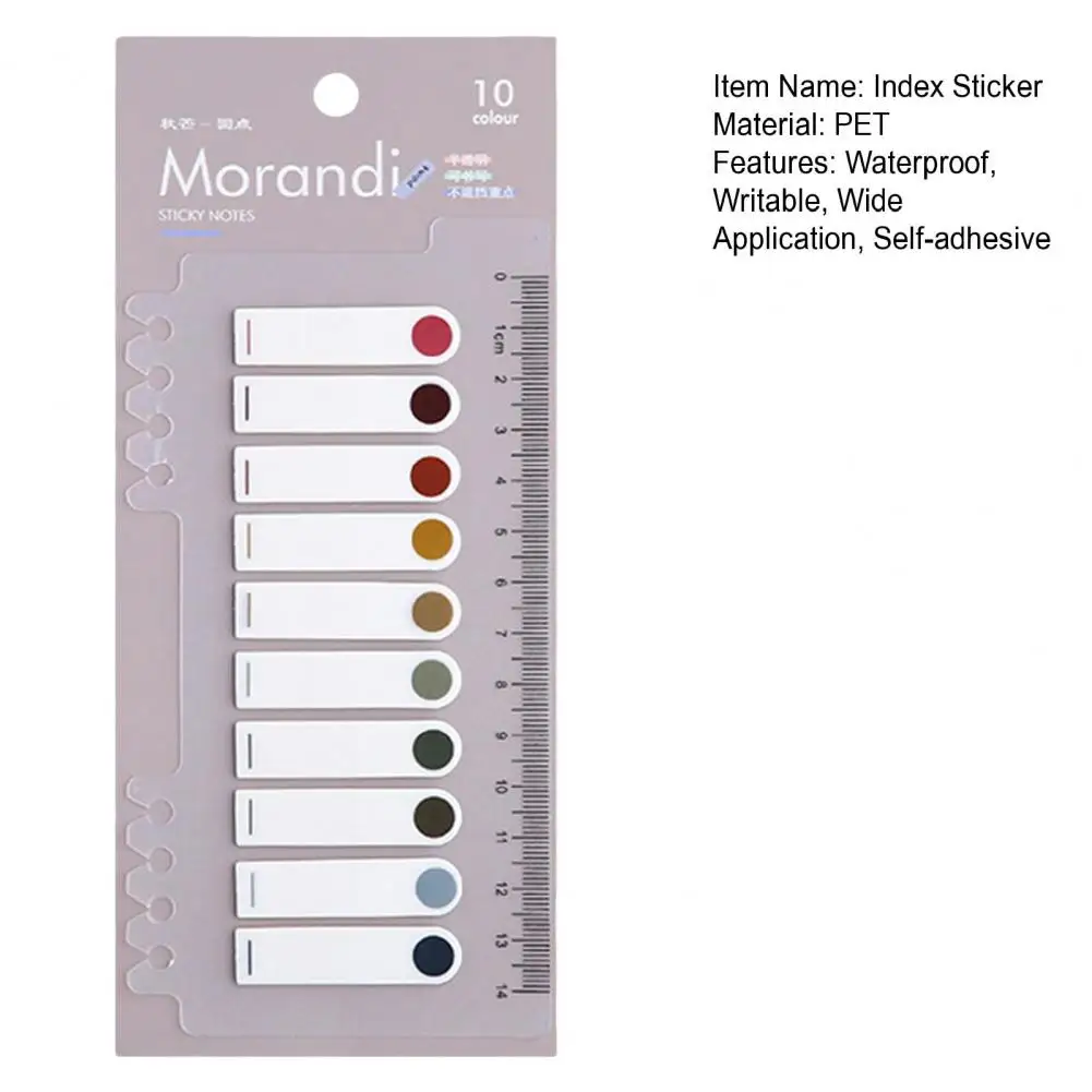 200 Pcs Index Tab With Ruler Scale Self-adhesive Writable Waterproof Page Marker Sticky Classify Files Bookmark School Supplies