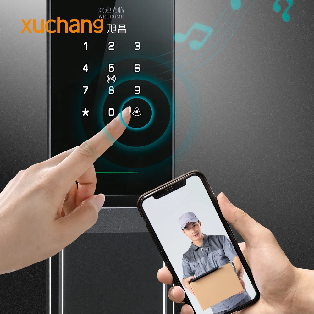 デジタルスマートドアロック電気顔認識指紋カードロック