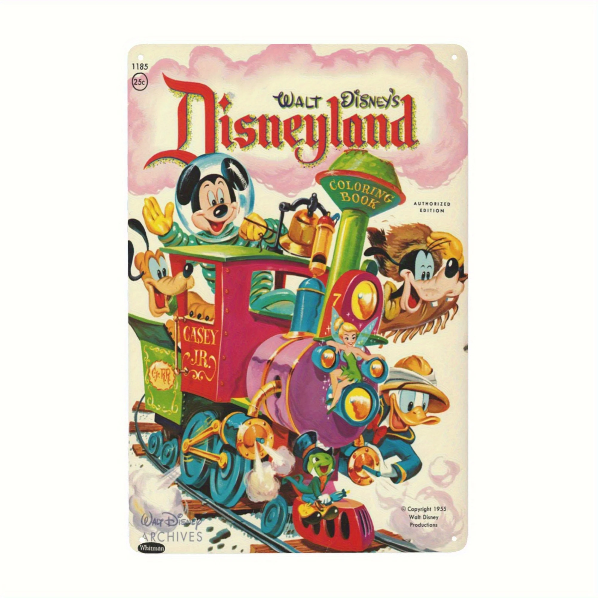 قطعة واحدة من فن الحائط المعدني ذو الألوان العتيقة من ديزني لاند - ملصق حديد ريترو مع ميكي ماوس، كاسي جونيور، والأصدقاء، مثالي لـ #1