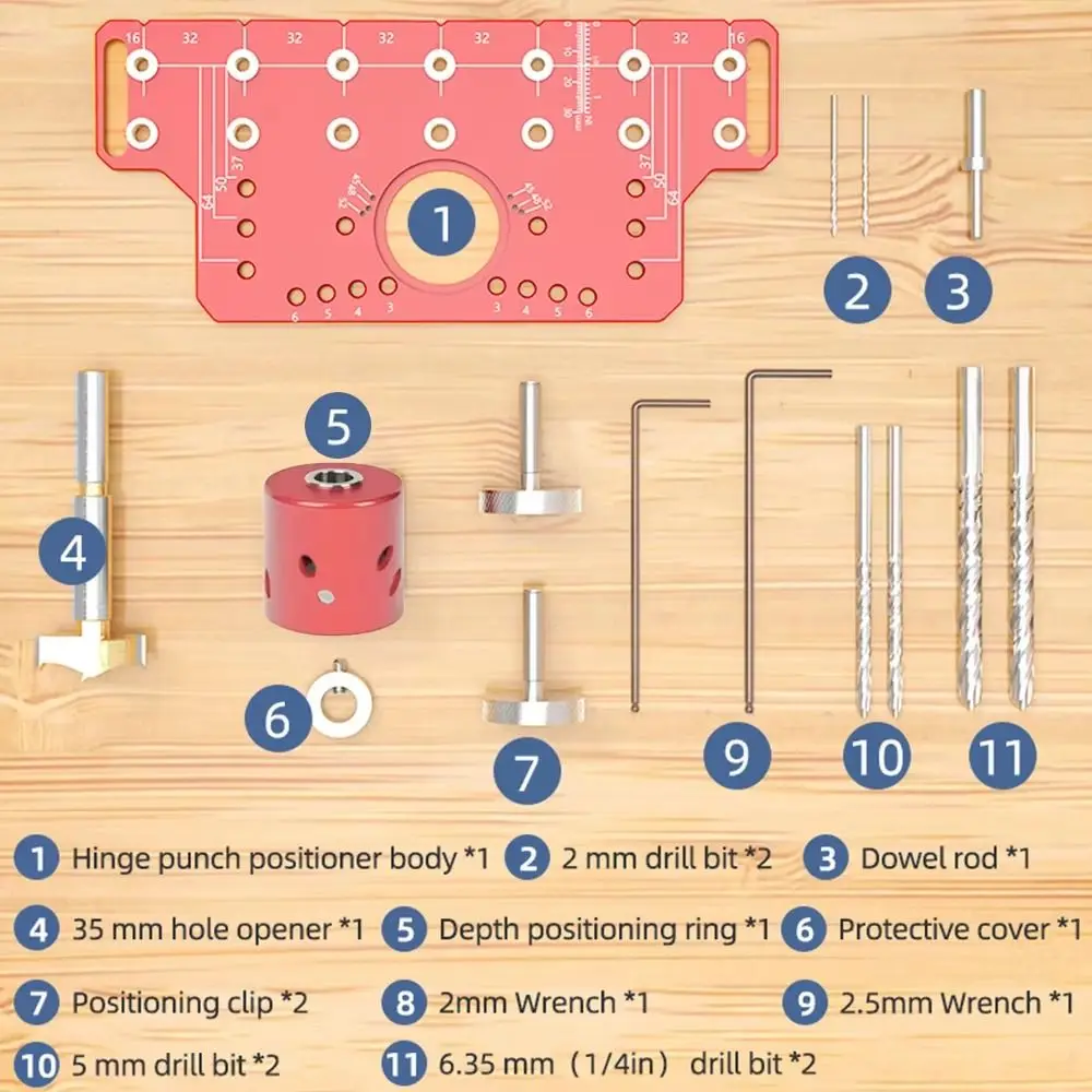 Adjustable Drilling Depth Drilling Guide Template Accurate Positioning Precise 2-in-1 Door Handle Drilling Guide Aluminum Alloy