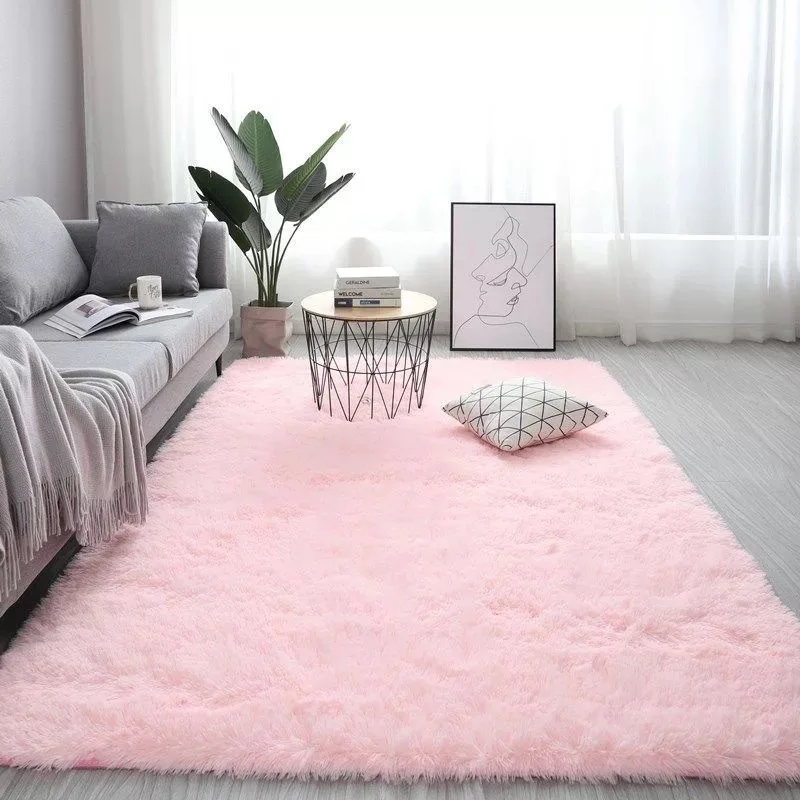 Wholesale Living Room Silk Wool Carpet Simple ins Wind Solid Color tie-dye Thickened Bedroom Long Hair Window Bed Blanket Mat