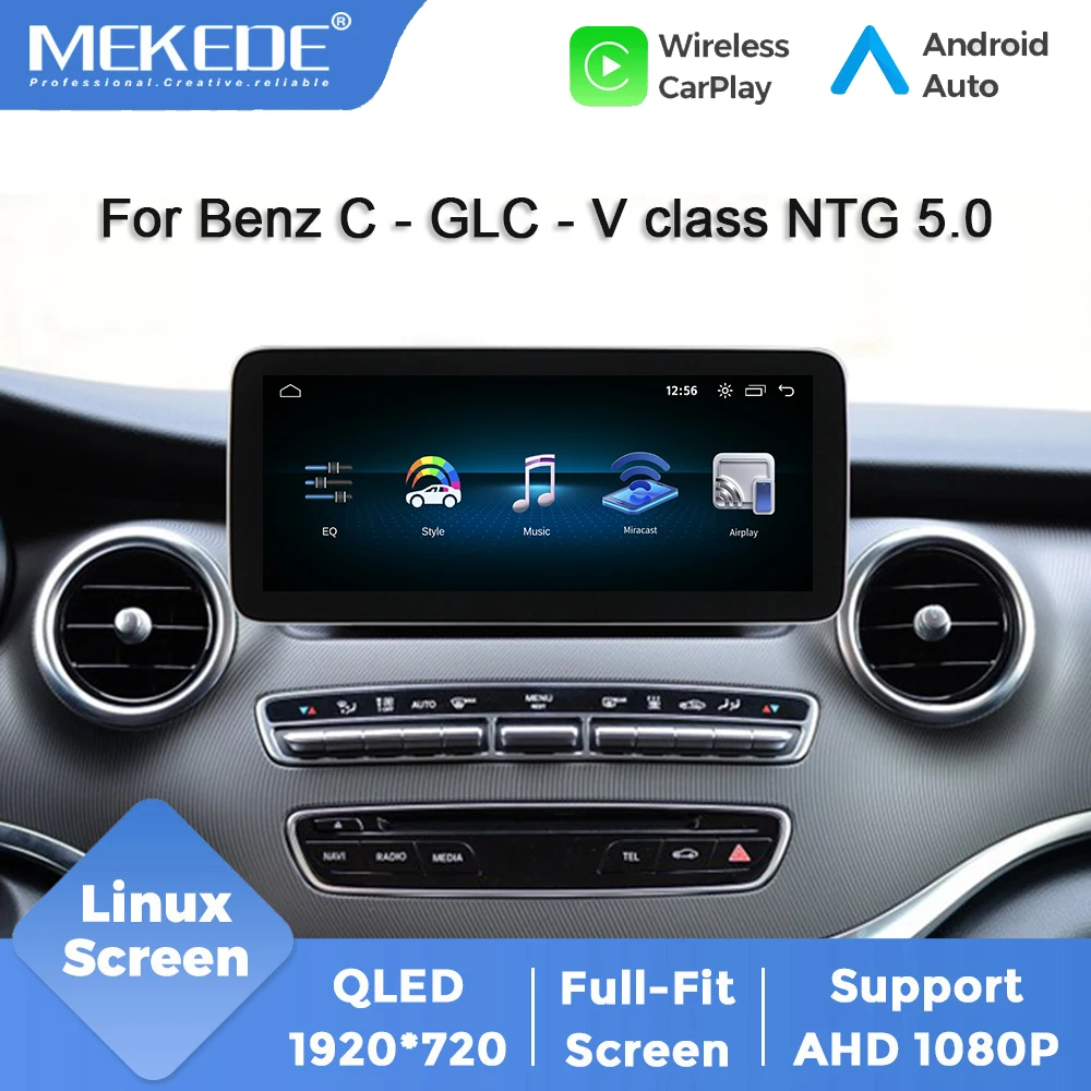 Mekede 1920*720 Kabelloses CarPlay Android Auto Multimedia-System für Mercedes-Benz A GLA CLA G C GLC V X Klasse AMG GT W176 W117 W463 W205 X253 W446 W447 2015-2018 NTG5.0