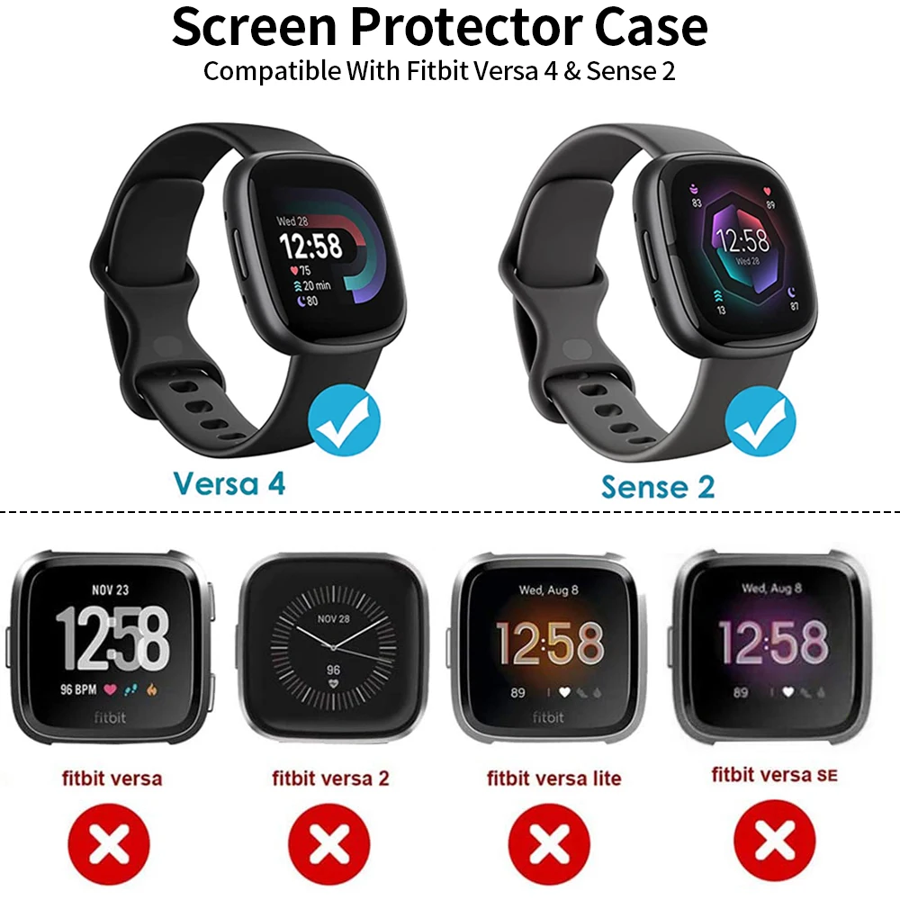 TPU Soft 360 Full Case for Fitbit Sense 2 Screen Protector Anti-drop Smart Watch Bumper Shell for Fitbit Versa 4 Protective Case