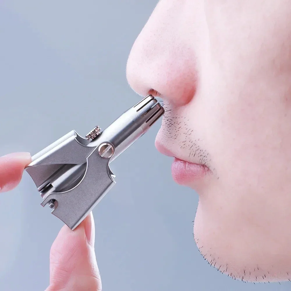Rasoio manuale per peli del naso da uomo e da donna Rasoio per peli del naso in acciaio inossidabile Rasoio a mano lavabile silenzioso