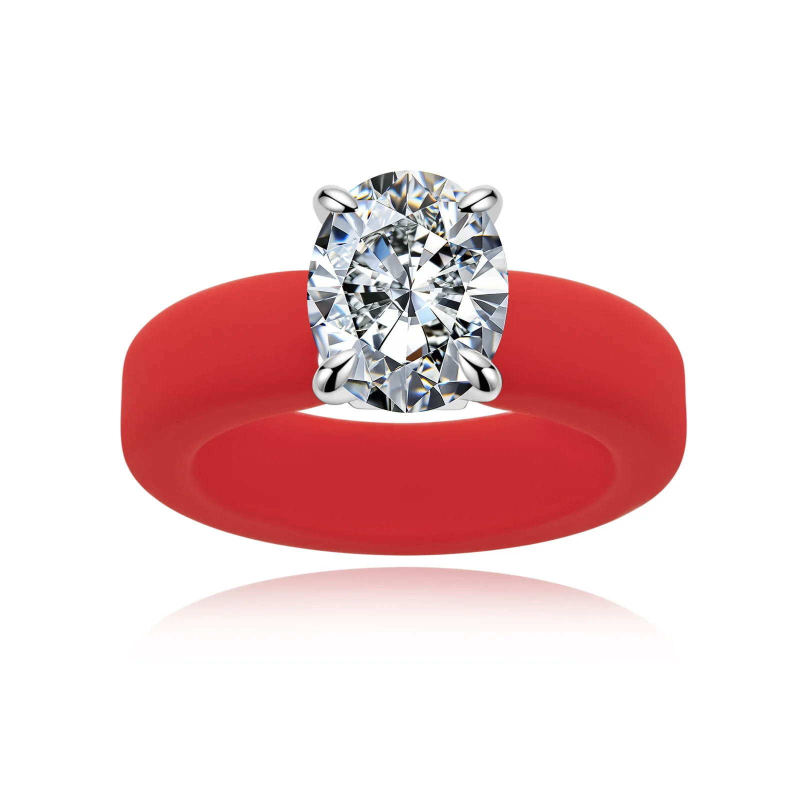 

Carnica Silicone 8×10mm 3CT Oval Stone Real Moissanite Ring for Women S925 Sterling Silver Sparkling Wedding Band GRA D Color