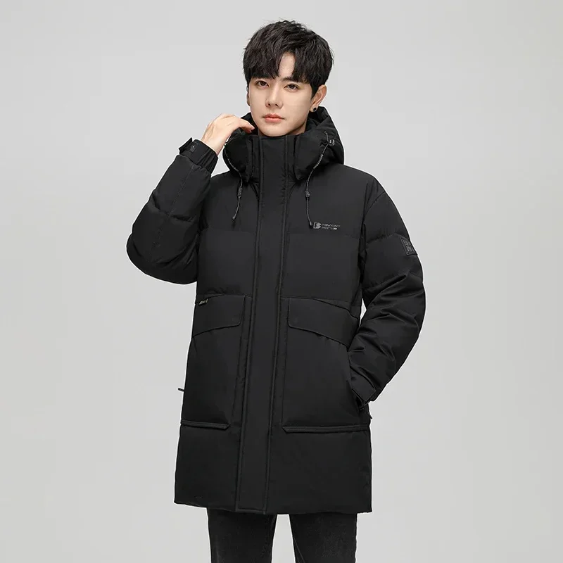 Jaqueta de pato ultraleve masculina, casaco longo acolchoado masculino, roupas de grife de luxo, inverno