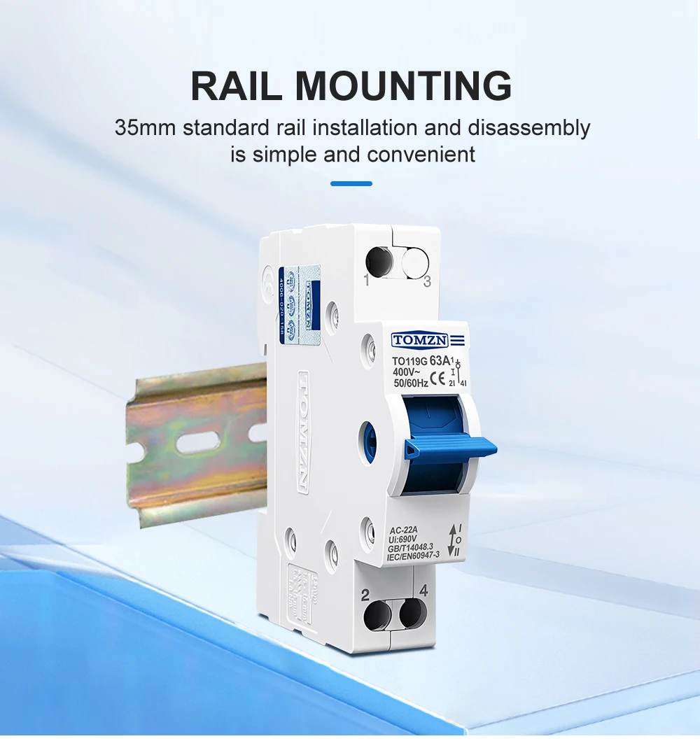 TOMZN 1P 63A MTS Dual Power Manueller Übertragungs-Trennschalter Interlock-Leistungsschalter – Detail 7