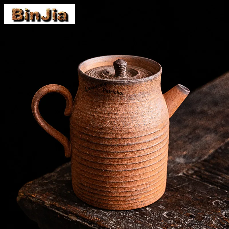 

150ml Unglazed Coarse Pottery Straight Body Teapot Japanese Tea Infuser Pot Tea Maker Kettle with Strainer Teaware Decoration
