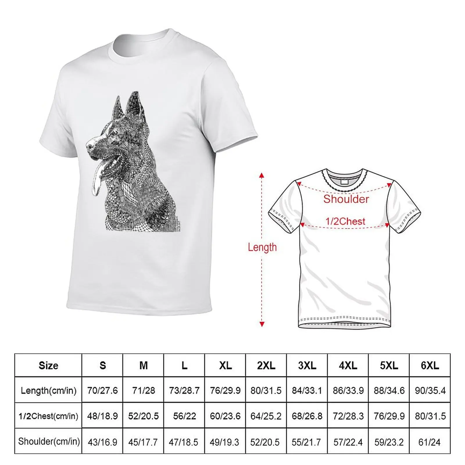 Zentangle German Shepherd T-Shirt quick-drying anime stuff compression shirt men