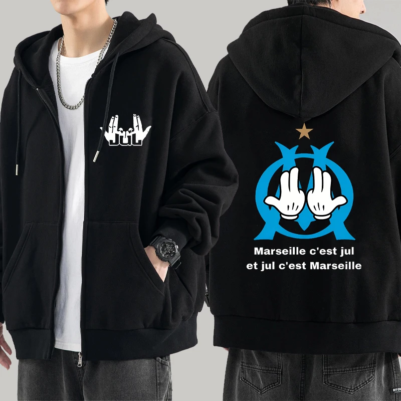 

French Rapper Jul Tour 2025 Double Sided Printed Zipper Hoodie Men Women Harajuku Hip Hop Sweatshirt Jacket Casual Pullovers