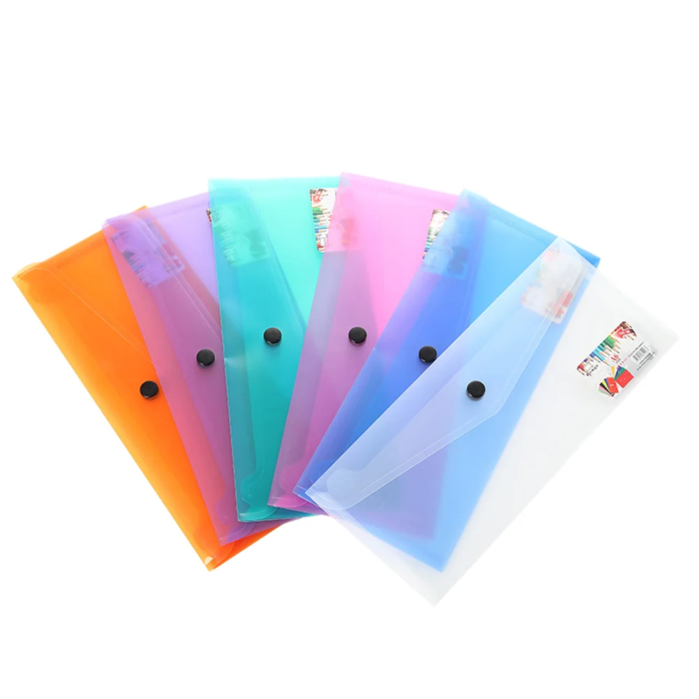 6pcs Plastic Document Folder Clear Document Envelope Folder with Snap Button Storage Folder Organizer for School (Random