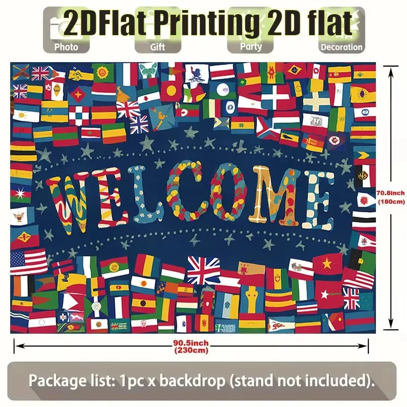 2D-Flachbanner mit einzelner internationaler Flagge, Polyester-Grußhintergrund für Zuhause, Wanddekoration, Partyzubehör und Geschenke. – Detail 1