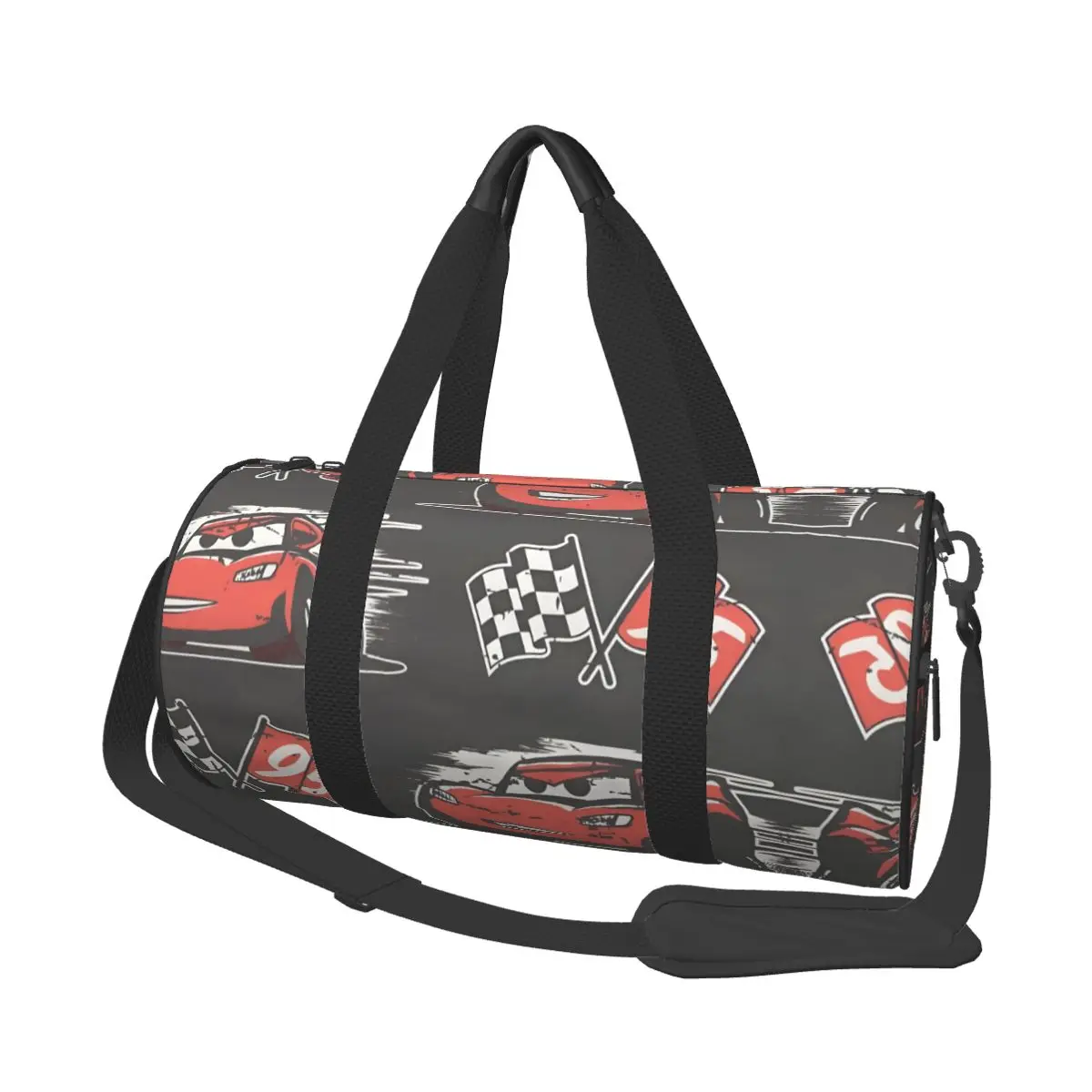 

Custom Lightning McQueen Beach Tote Bag for Women Extra Large Gym Carry On Cars Toons Travel Shopping Bags