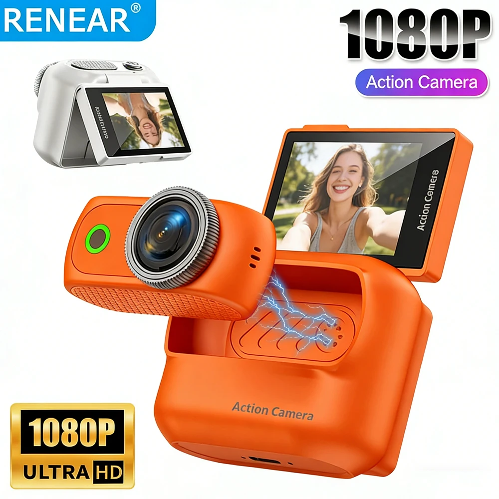 

Миниатюрная портативная магнитная экшн-камера HD 1080P с 2.0-дюймовым поворотным экраном для велосипедов, мотоциклов, автомобилей, спорта, съемки видео, съемная экшн-камера
