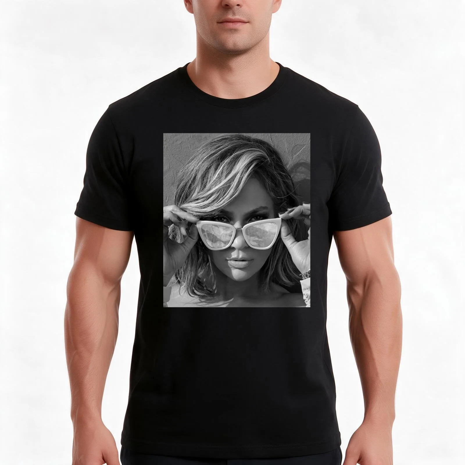 Jennifer Lopez T-Shirt, Summer Casual Cotton Tee, Oversized Streetwear Tops, Vintage Graphic Print, Loose Fit Short Sleeve