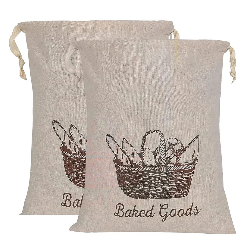 

Bread Bags For Homemade Bread 2 Pack-Linen Bread Bag Reusable Natural, Bread Loaf Bags, Reusable Produce Storage Bread Durable