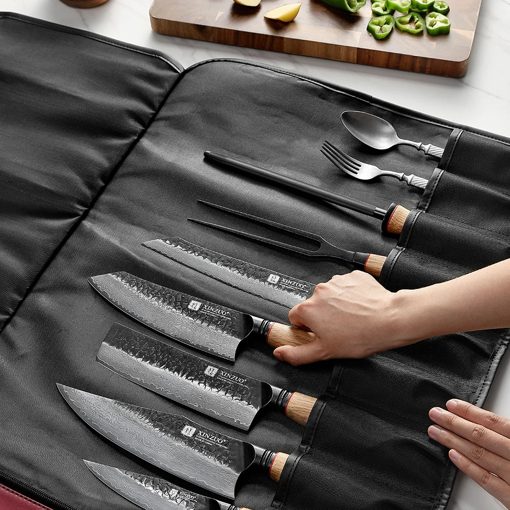 XINZUO Premium Microfiber Leather Cut Resistant Chef Knife Roll Bag Waterproof Durable Kitchen Tool Storage Bag Gift - view 2