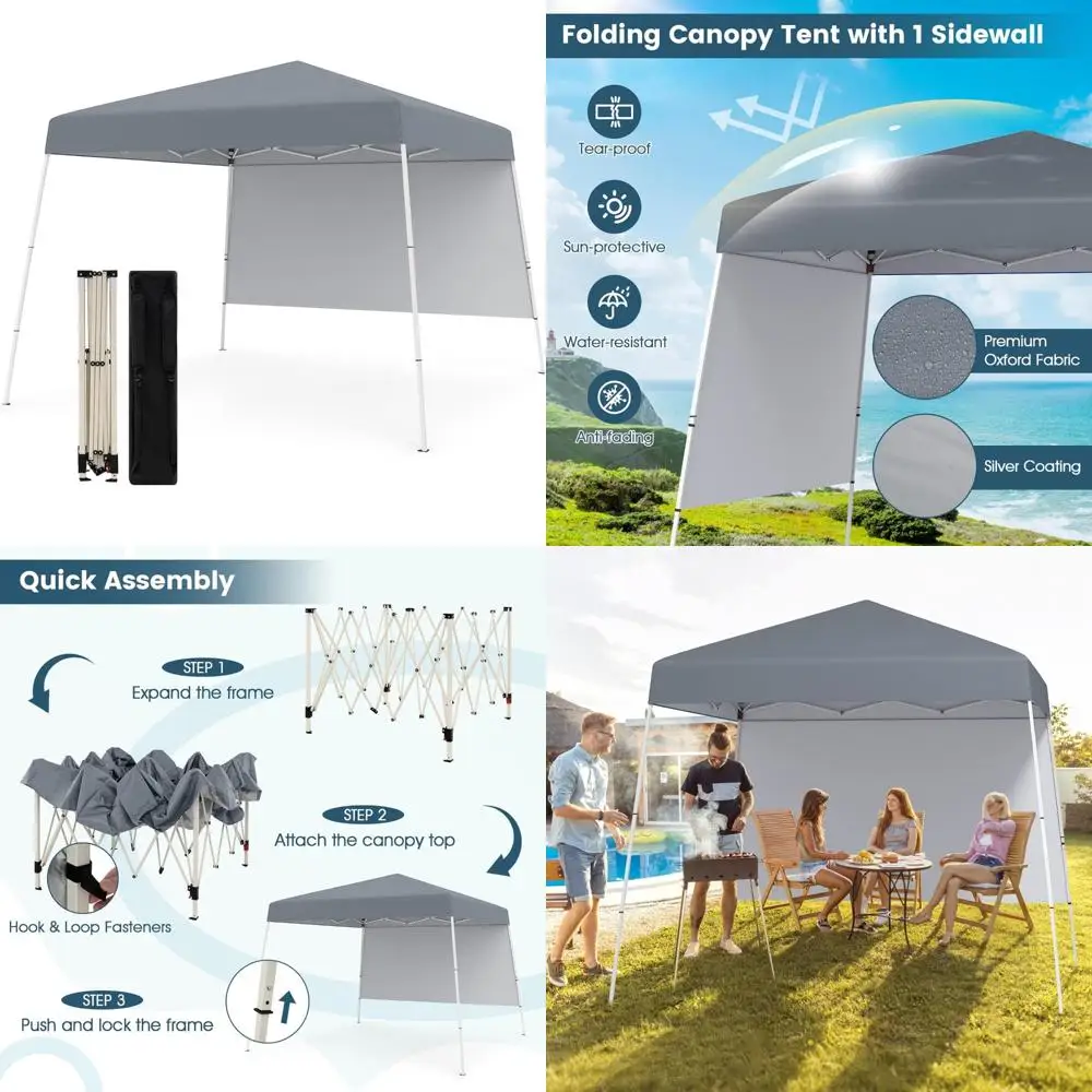 

Portable Heavy-Duty Outdoor Canopy Tent with Easy Setup, 10x10 Feet, UPF 50+, Includes Sidewalls and Backpack, Suitable for Vari