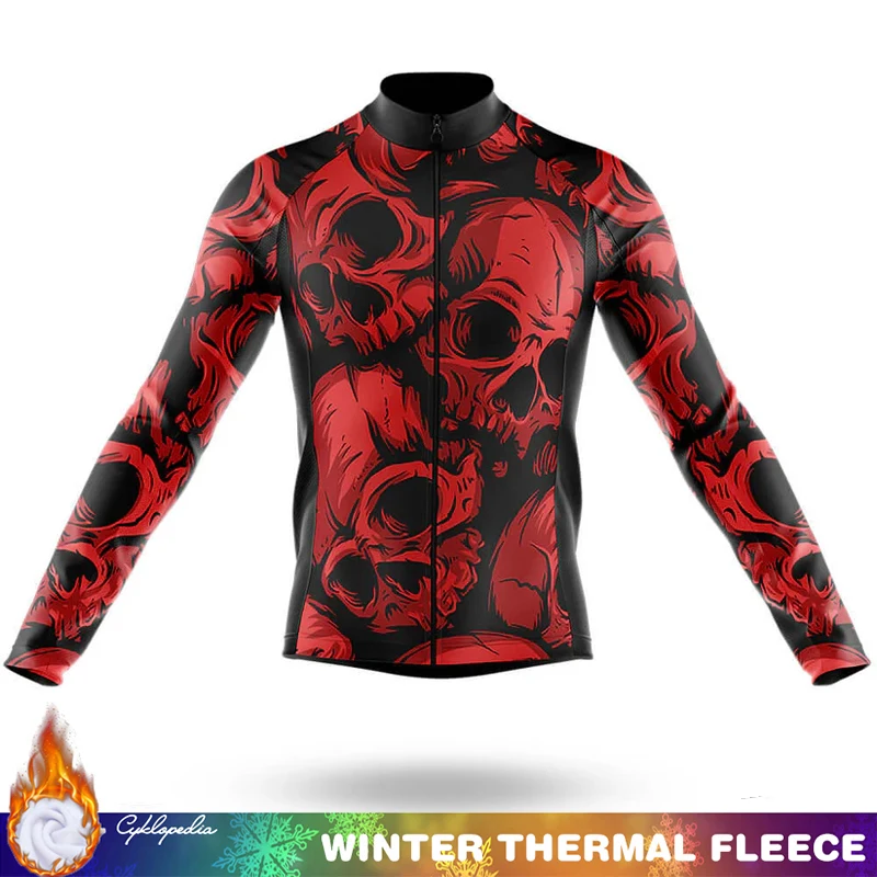 

SKULL Cycling Jersey Fleece Outfit 2026 Winter Thermal Mens Clothes Uniform Man Road Bikes Men Retro Clothing Men's Biking Cycle