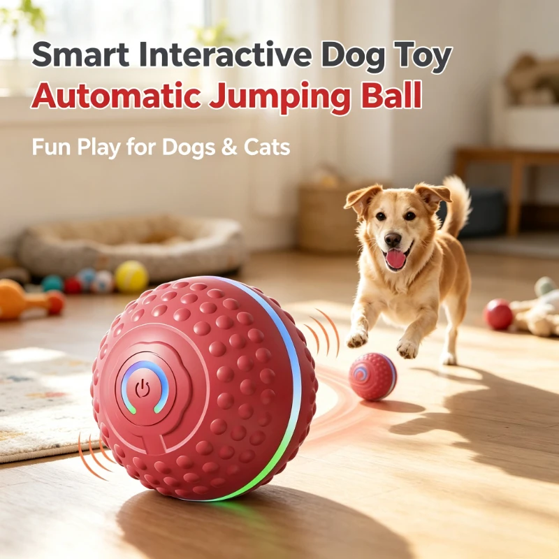 Smart Dog Toys Electronic Ball Pet USB Rechargeable Automatic Jumping Ball Cat Interactive Ball for Small to Medium Dog Chew Toy