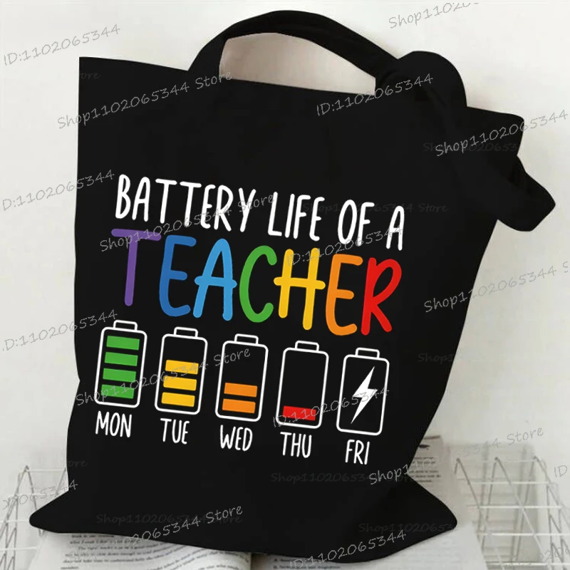 TEACHERS PLANT SEEDS Print Women Canvas Shoulder Bag Vintage Wild Flower Trend Shopping Bag Fashion Teacher Funny Gift Handbags
