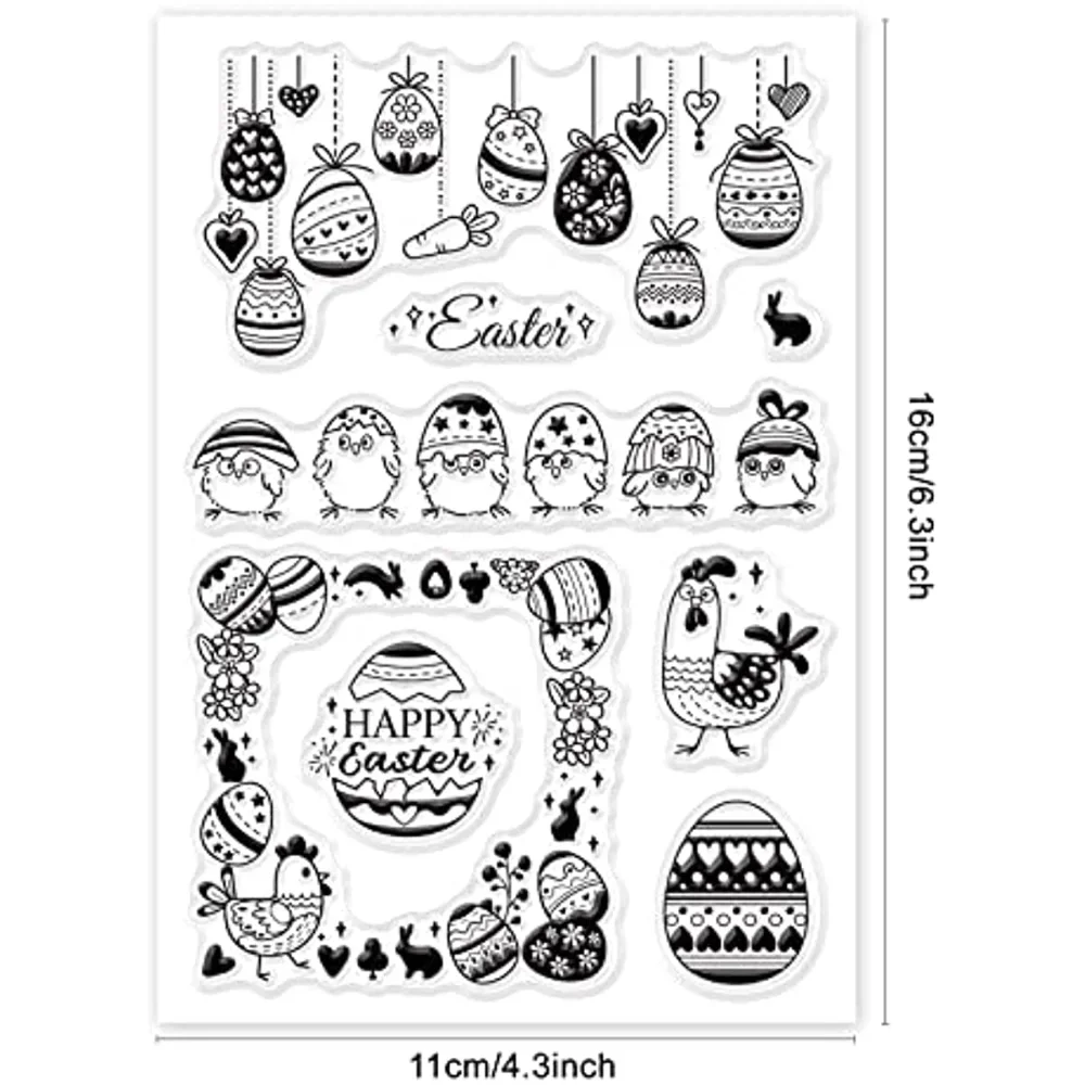 Easter Eggs Silicone Clear Stamps Chicken Transparent Stamps for Cards Making DIY Scrapbooking Photo Album Decoration Craft