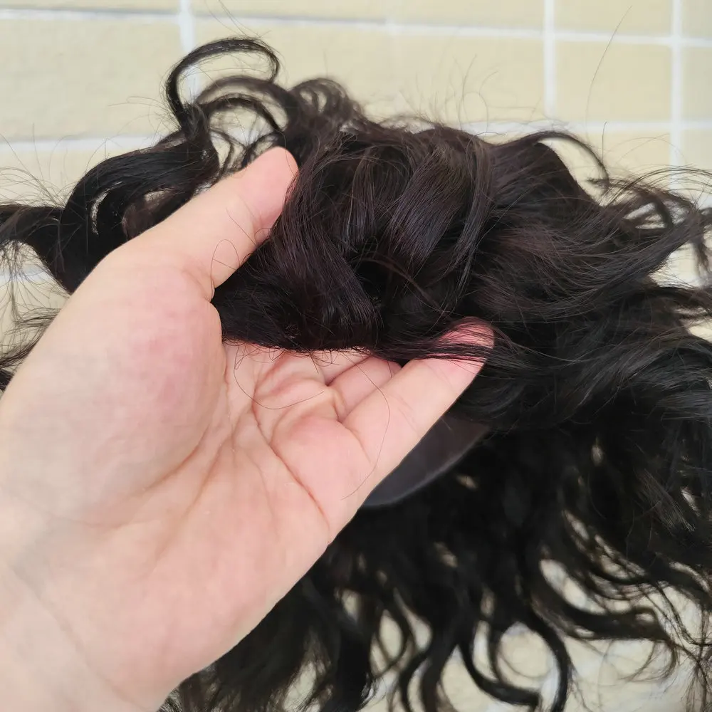 Los hombres de la onda pedazos el sistema indio humano del pelo de Remy del tupé negro 6x8 para el hombre