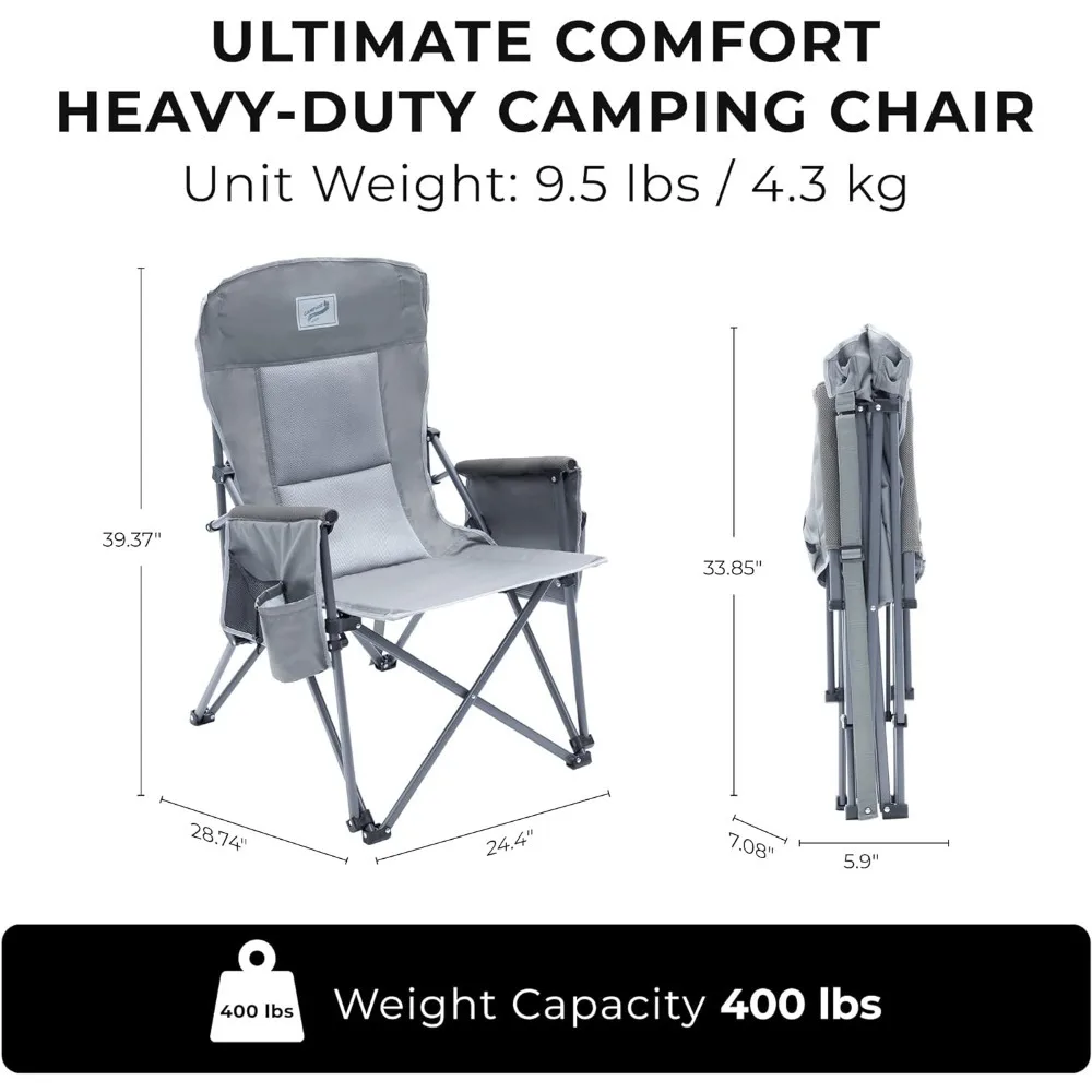 Heavy Duty Portable Folding Camping Chair for Adults with Comfy Padded Backrest | for Outdoor & Sports