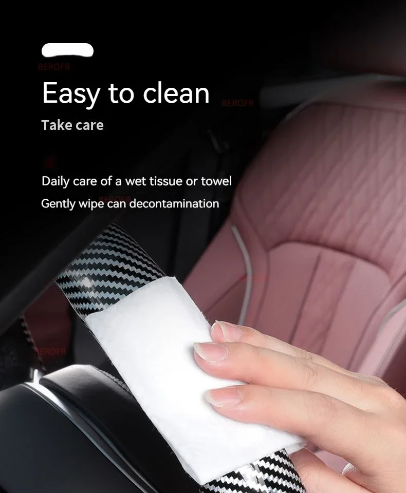 2pcs Laser Carbon Fiber Silicone Car Steering Wheel Cover Non-Slip For Peugeot 2008 3008 408 308 508 308S 301 307 4008