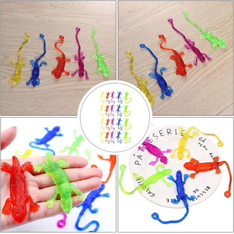 Kids Birthday Party Favors Funny Colorful Sticky Retractable Lizard Toy Pinata Filler Christmas Carnival Boys Girls Rewards