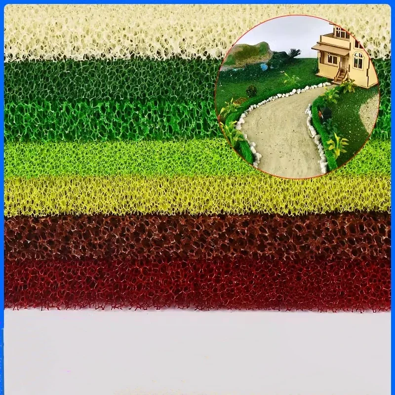 Sponge Grass Fence Hedge Bush Garden Greenery Plant Scenery, Miniature Landscape Scale Railway Building Layout Accessories 3Pcs