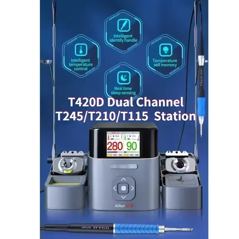 ترقية جديدة JC Aixun T420D WIFI نسخة محطة لحام ثنائية القناة 200 وات متوافقة مع 245 210 115 لرقاقة الهاتف المحمول