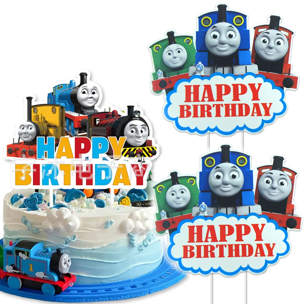 1pcs/lot Thomas Train Theme Cake Decoration Cake Card Topper Kids Boys Birthday Party Supplies Baby Shower Cupcake Picks