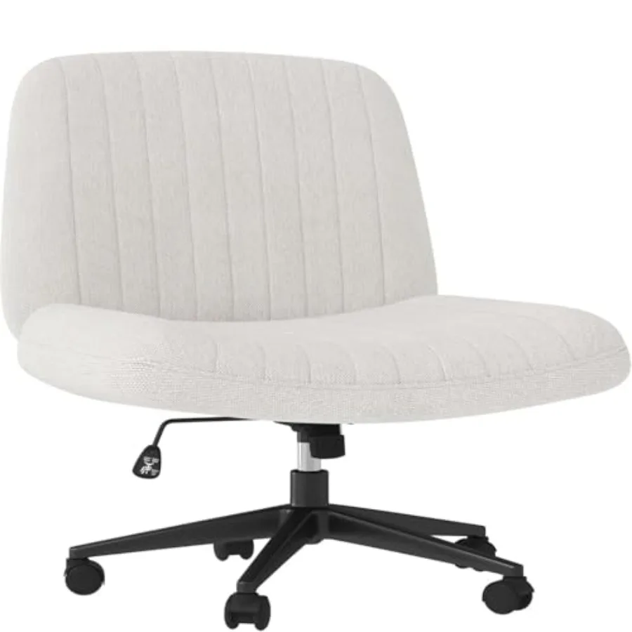 

Criss Cross Chair, Cross Legged Office Seat with Wheels Armless Swivel Vanity Chair, Height Adjustable Wide Computer Task Seati