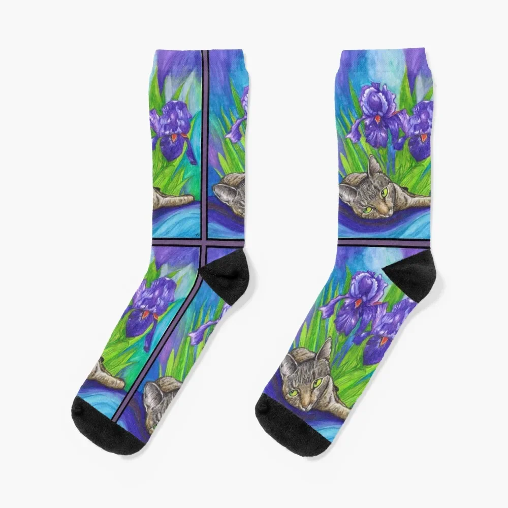 

Paisley with Irises Socks funny gift Stockings halloween Women Socks Men's