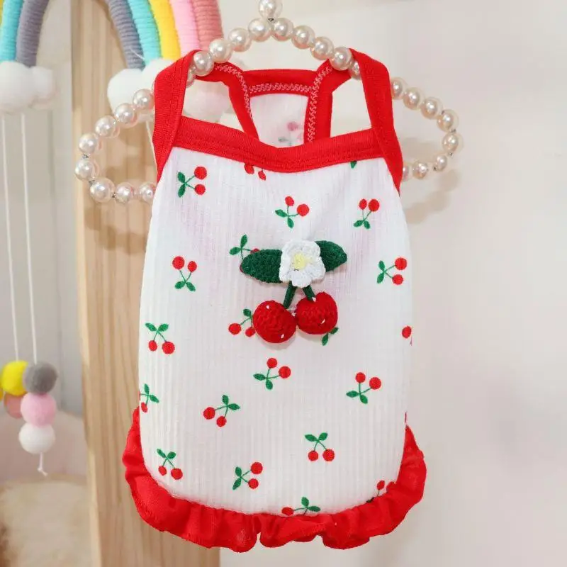 

Dog Vest Cute Cherry Clothing For Small Dog Vest Summer Cooling Cat Vest Falbala Pet Clothes For Dog Breathable Soft Cat Clothes
