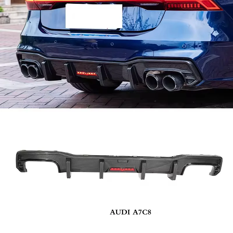 

A7 C8 Quality Dry Carbon Fiber Fibre Rear Diffuser Lip for Audi A7 C8 2019 2020 2021 2022 2023 Ture Factory Fitment