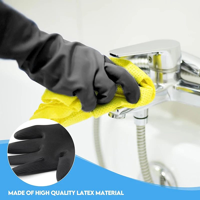 Latex Cleaning Black Gloves Hair Dye Gloves Kitchen Garden Cleaning Gloves Waterproof Resistant Rubber