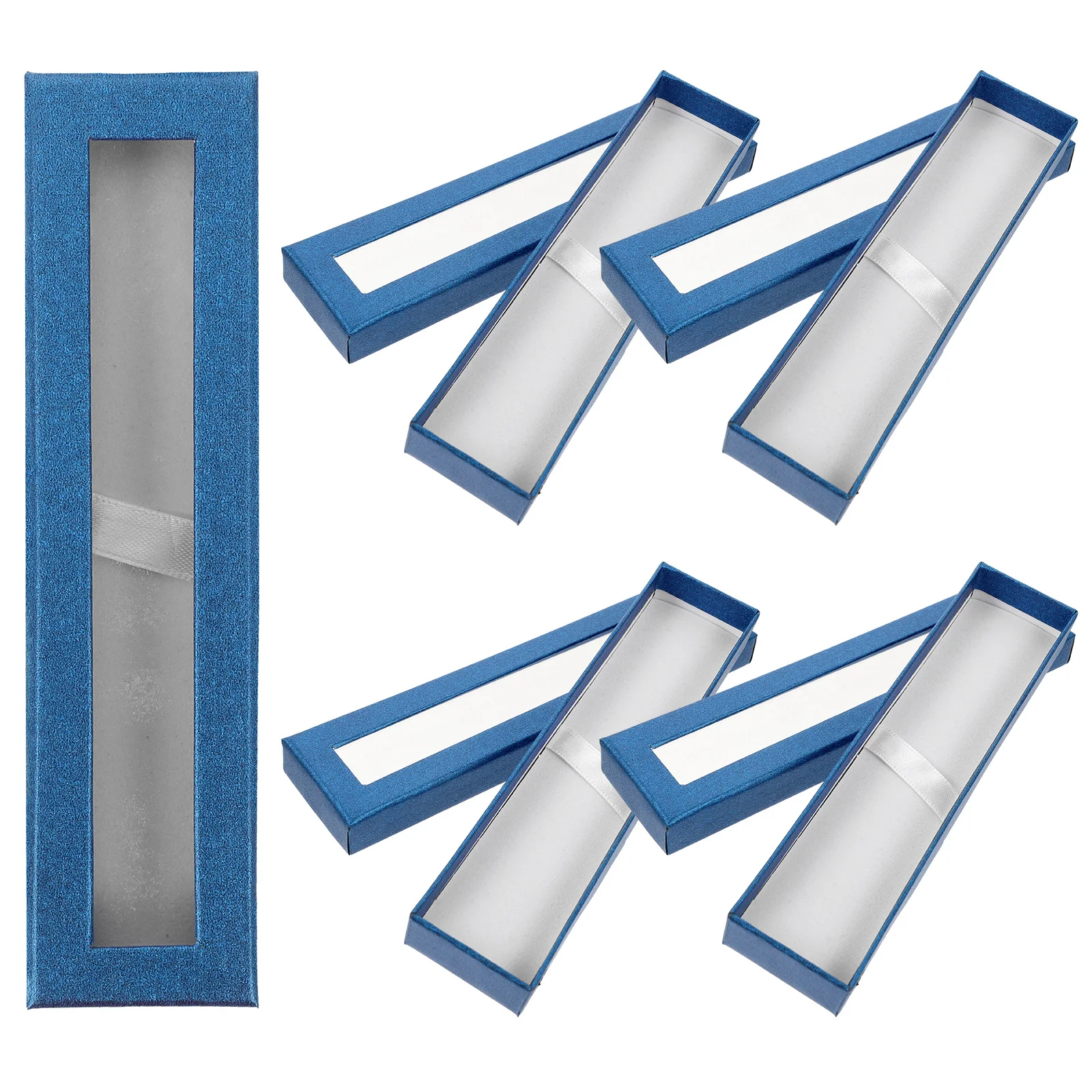 5 قطع من علبة أقلام النافذة الشفافة، صندوق هدايا ورقي فارغ لأقلام الرصاص، منظم مدمج، سهل الحمل في الحقيبة