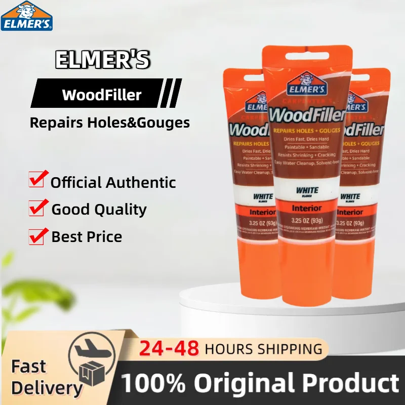 

Elmer's E855 E868 Carpenter's WoodFiller 93 г белая натуральная трубка, паста для наполнения древесины для ремонта отверстий и строжки, оригинальный продукт