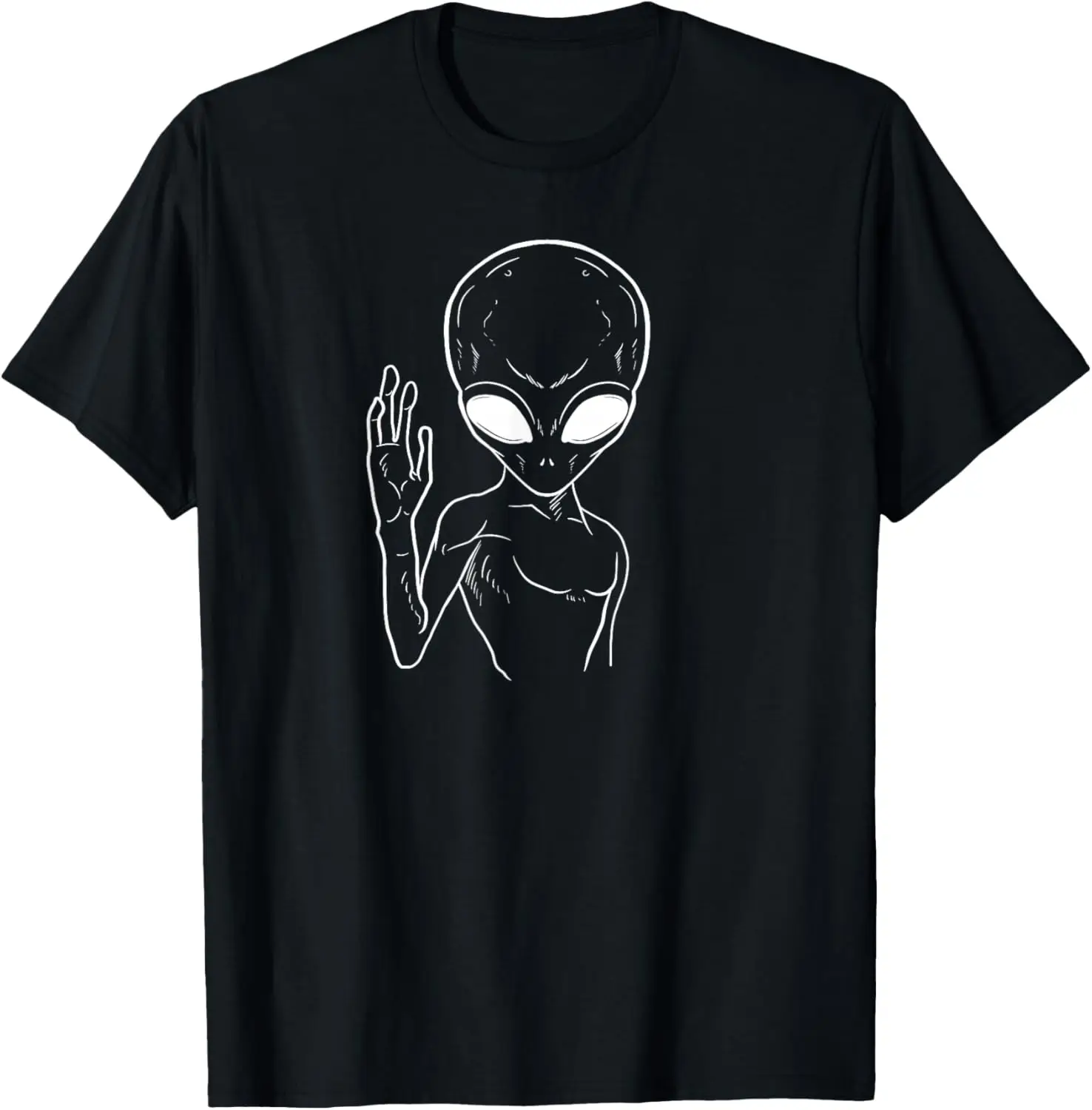 

Waving Alien Extraterrestrial Graphic Tee Cotton Round Neck Casual T-Shirt for Men