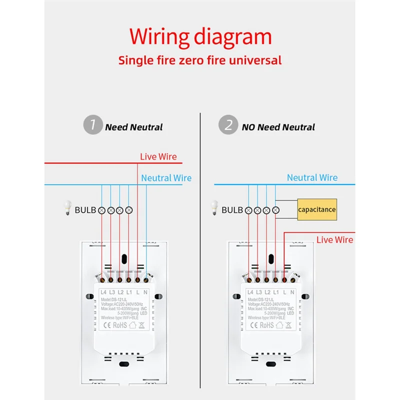 AA87 Matter WIFI Smart Switch US Touch Switch 4 Gang Smart Home Life Wall Switch Support Alexa Google Voice Smart APP