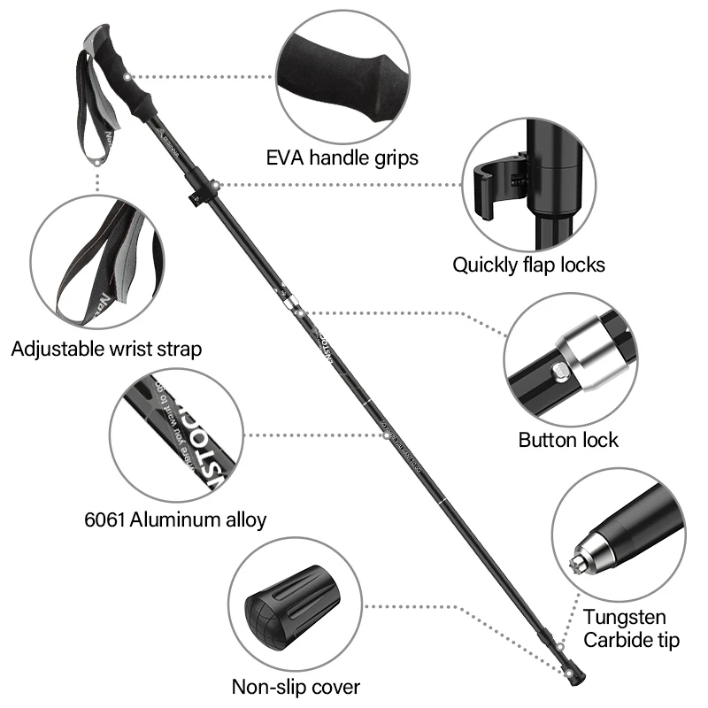 BISINNA 2pcs Ultralight Trekking Poles Folding Aluminum Walking Sticks Hiking Canes Walking Poles Nodic Walking Sticks