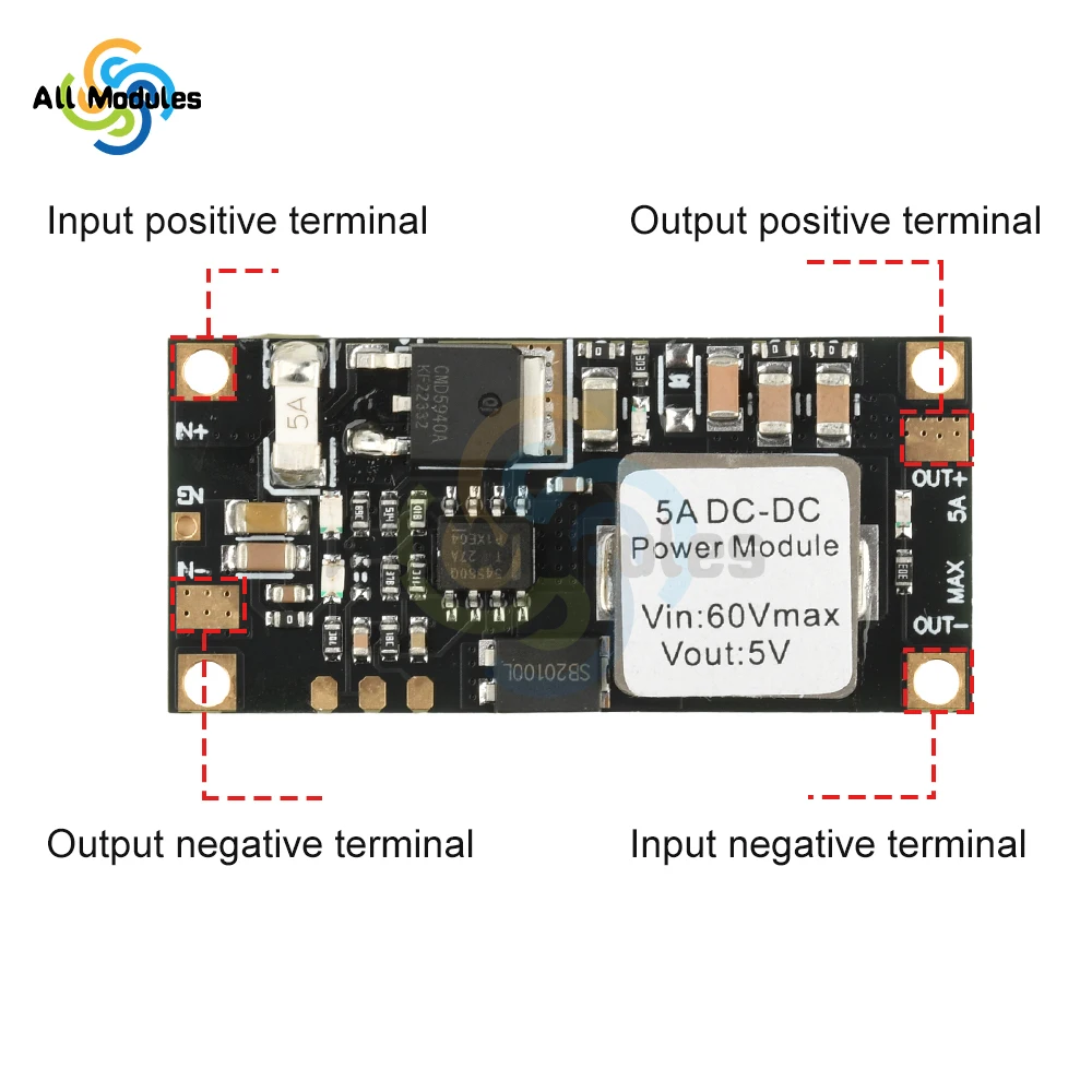 

DC-DC Buck Converter Module 6.5V-60V to 5V/12V 5A High Efficiency 96% with Overload Protection Compact Design