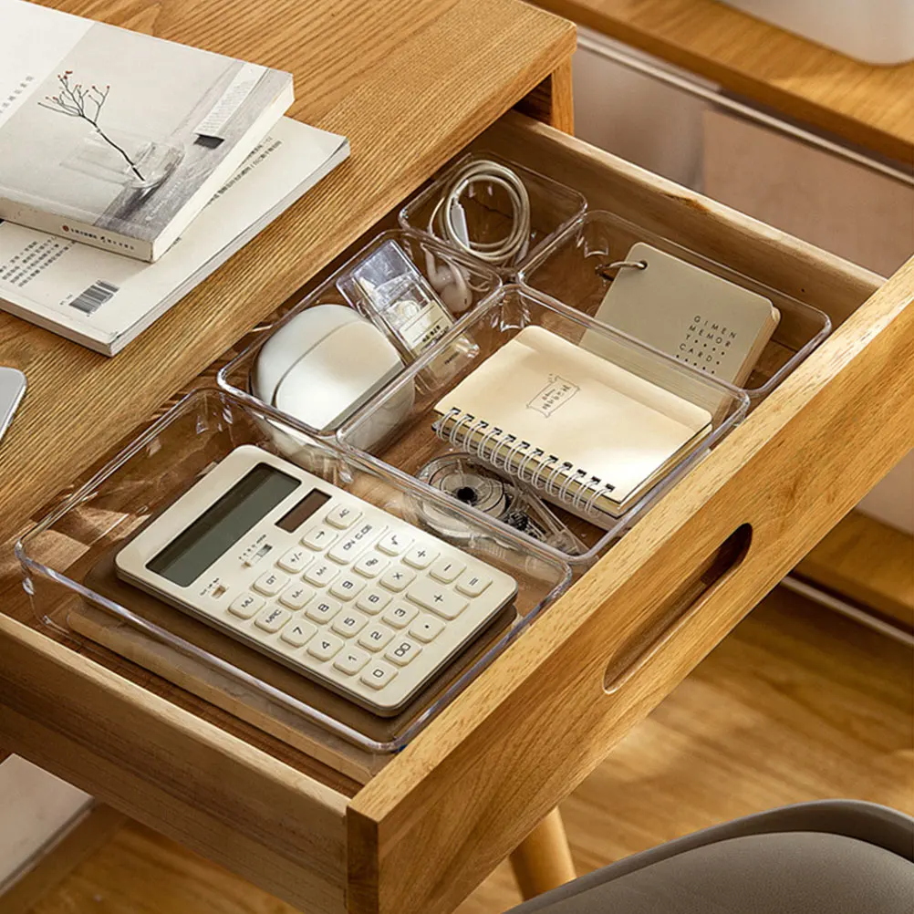 

6pcs Drawer Storage Box Transparent Kitchen Household Organizer Container Tableware Toy Book Storage Solution